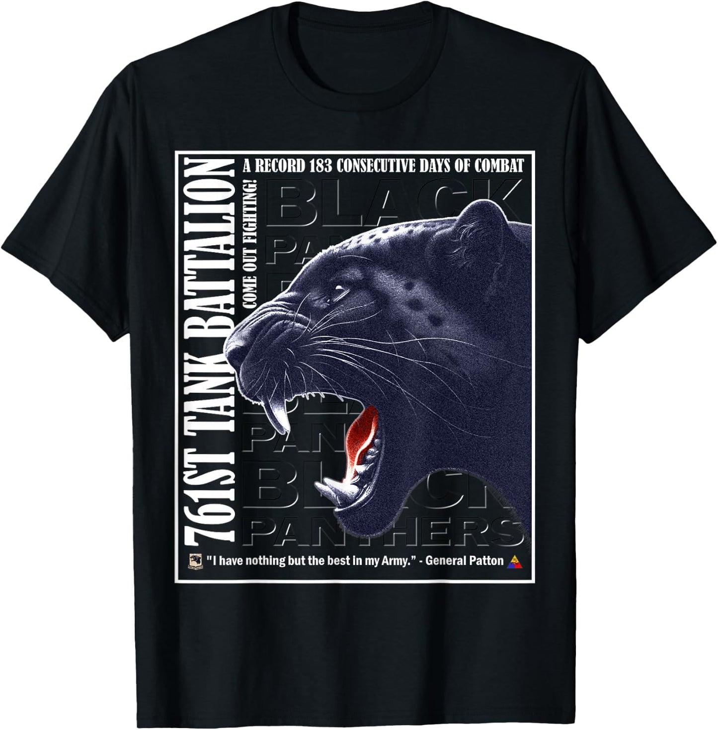 761st Tank Battalion Black Panthers WWII Valor T-Shirt - T-Shirt | Black