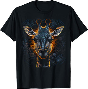 Giraffe Artwork Mandala - Animal Art Giraffe T-Shirt - T-Shirt | Black