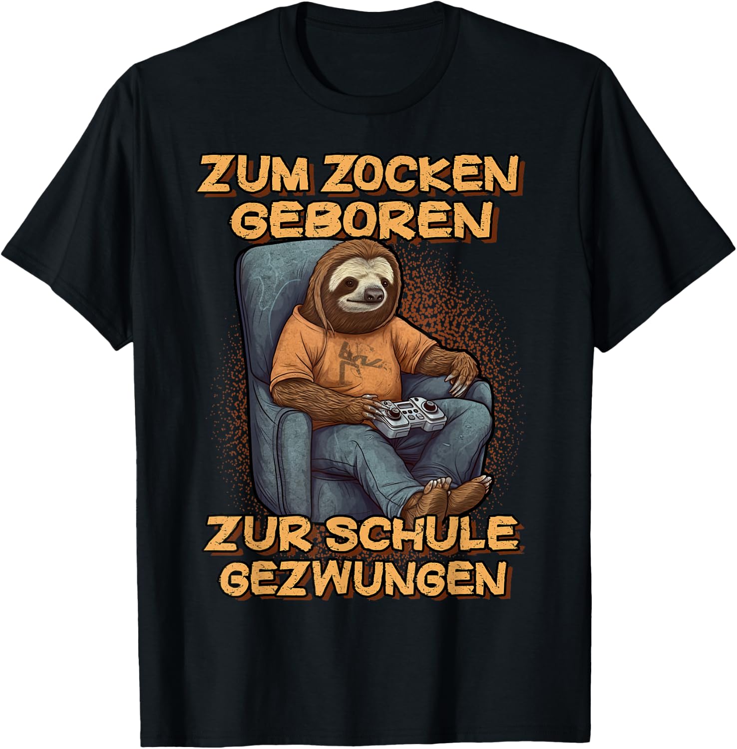 Gamer Computer with German Text "Zum Zocken geboren zur Schule gezwungen, black T-Shirt - T-Shirt | Black