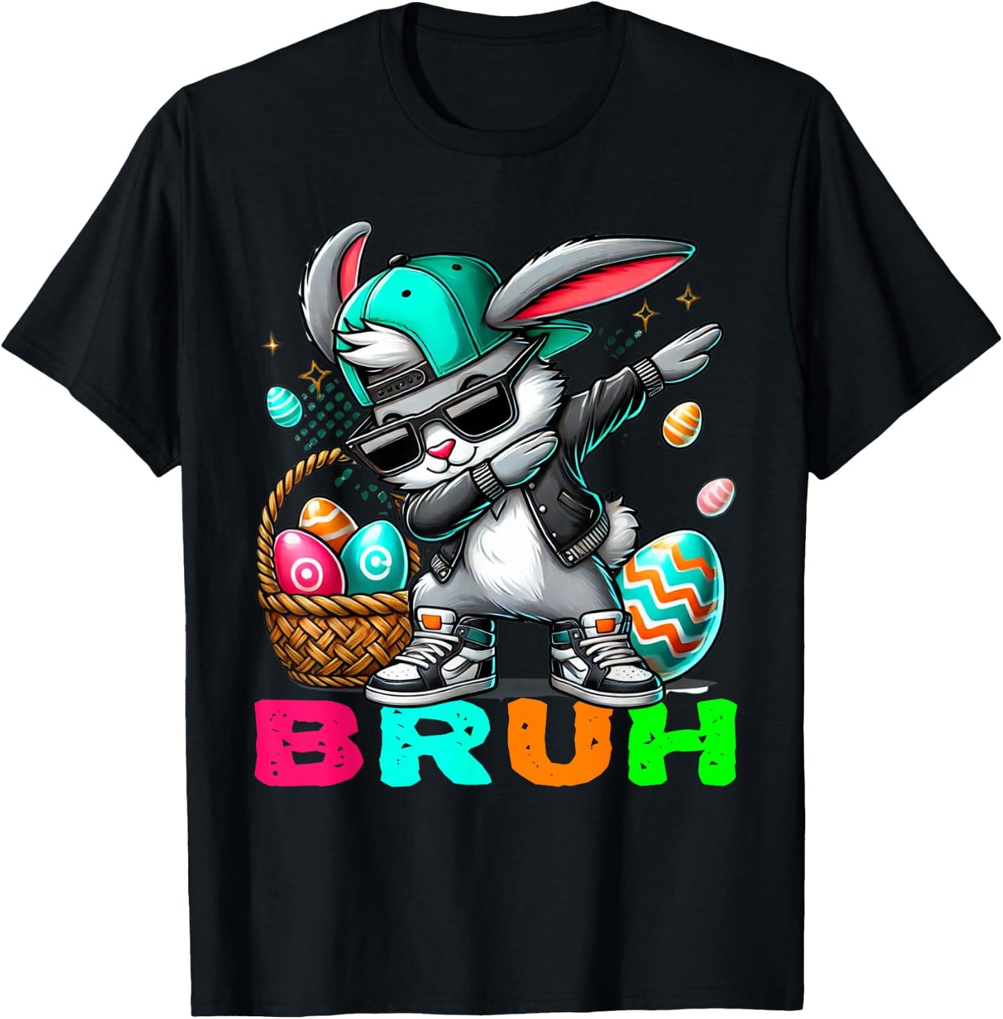 Dabbing Bunny Easter Bruh Meme Easter Day Eggs Boys Kids Men T-Shirt - T-Shirt | Black