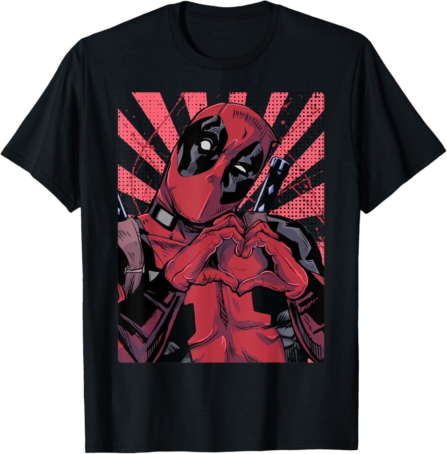 Marvel Deadpool Heart Hands , Black, S T-Shirt - T-Shirt | Black