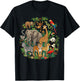 Jungle Safari Animals Cartoon Illustration T-Shirt - T-Shirt | Black