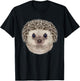 Fox Republic Design Hedgehog Face - -Adults, Grey, Small, Short Sleeve T-Shirt - T-Shirt | Black