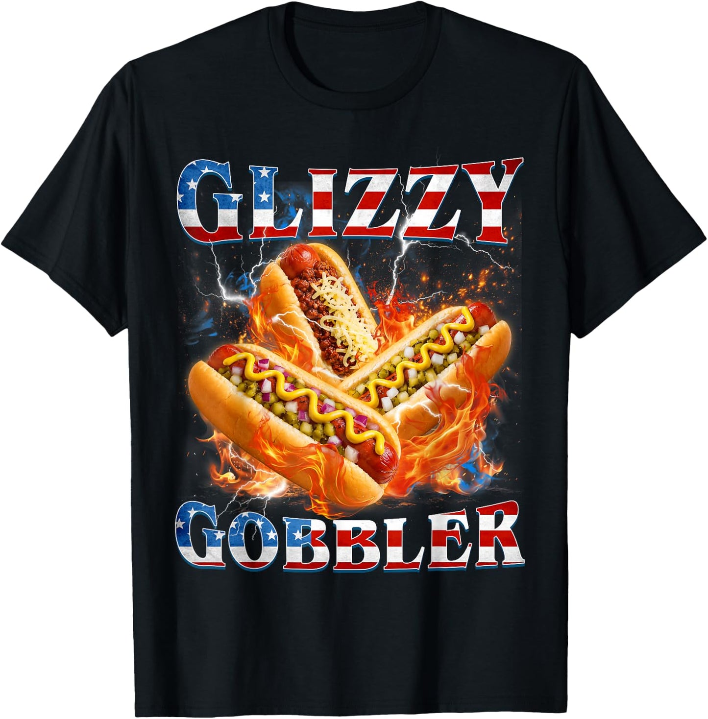 Funny Glizzy Gobbler Meme Hilarious Hotdog Glizzy Lovers T-Shirt - T-Shirt | Black