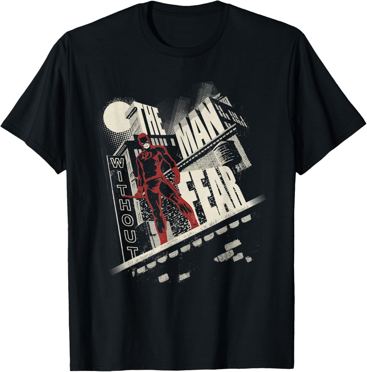 Marvel Daredevil The Man Without Fear Night Rooftop Black , Black, S T-Shirt - T-Shirt | Black