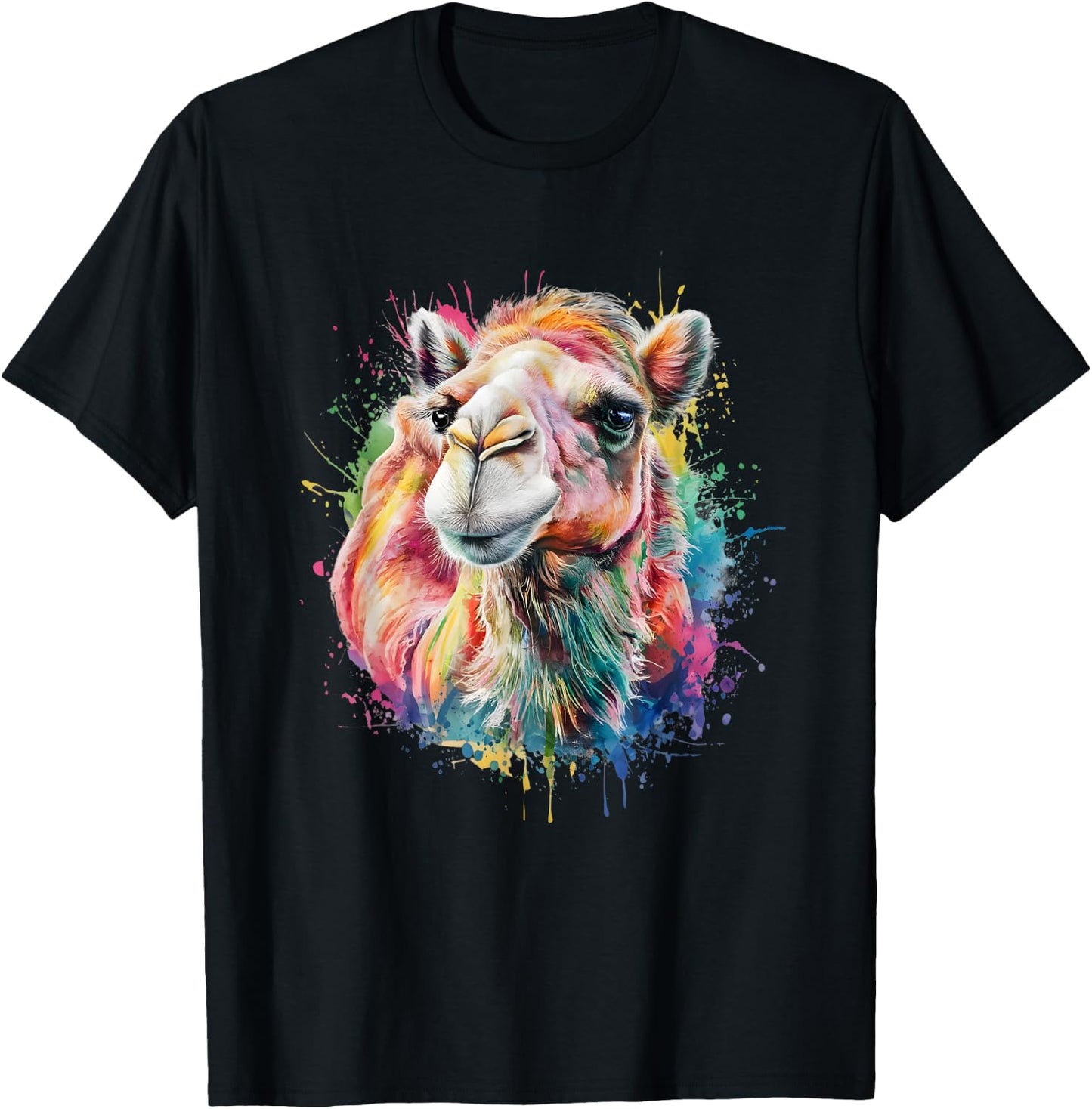 Camel Men Woman Colorful Watercolor Camel T-Shirt - T-Shirt | Black