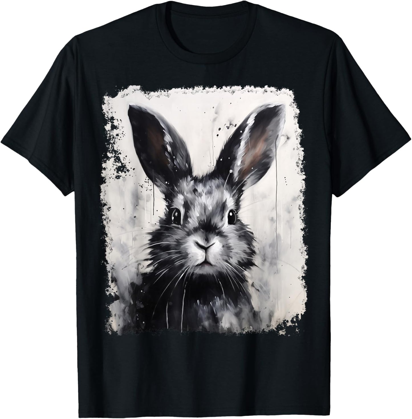 Pop Art Colorful Bunny Rabbit Black T-Shirt - T-Shirt | Black