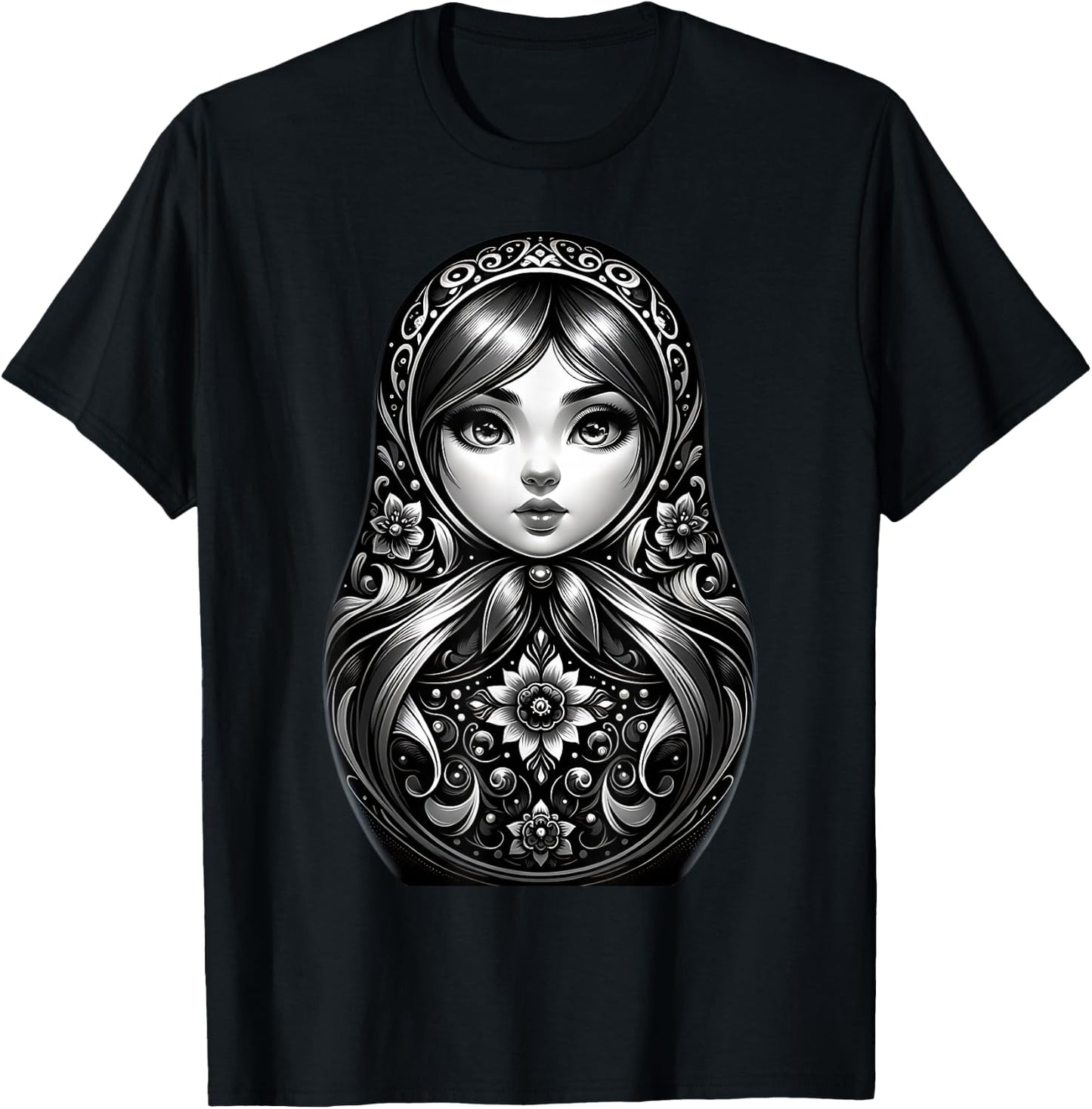 Russian Matryoshka Russia Russian Russian Matryoshka , black T-Shirt - T-Shirt | Black
