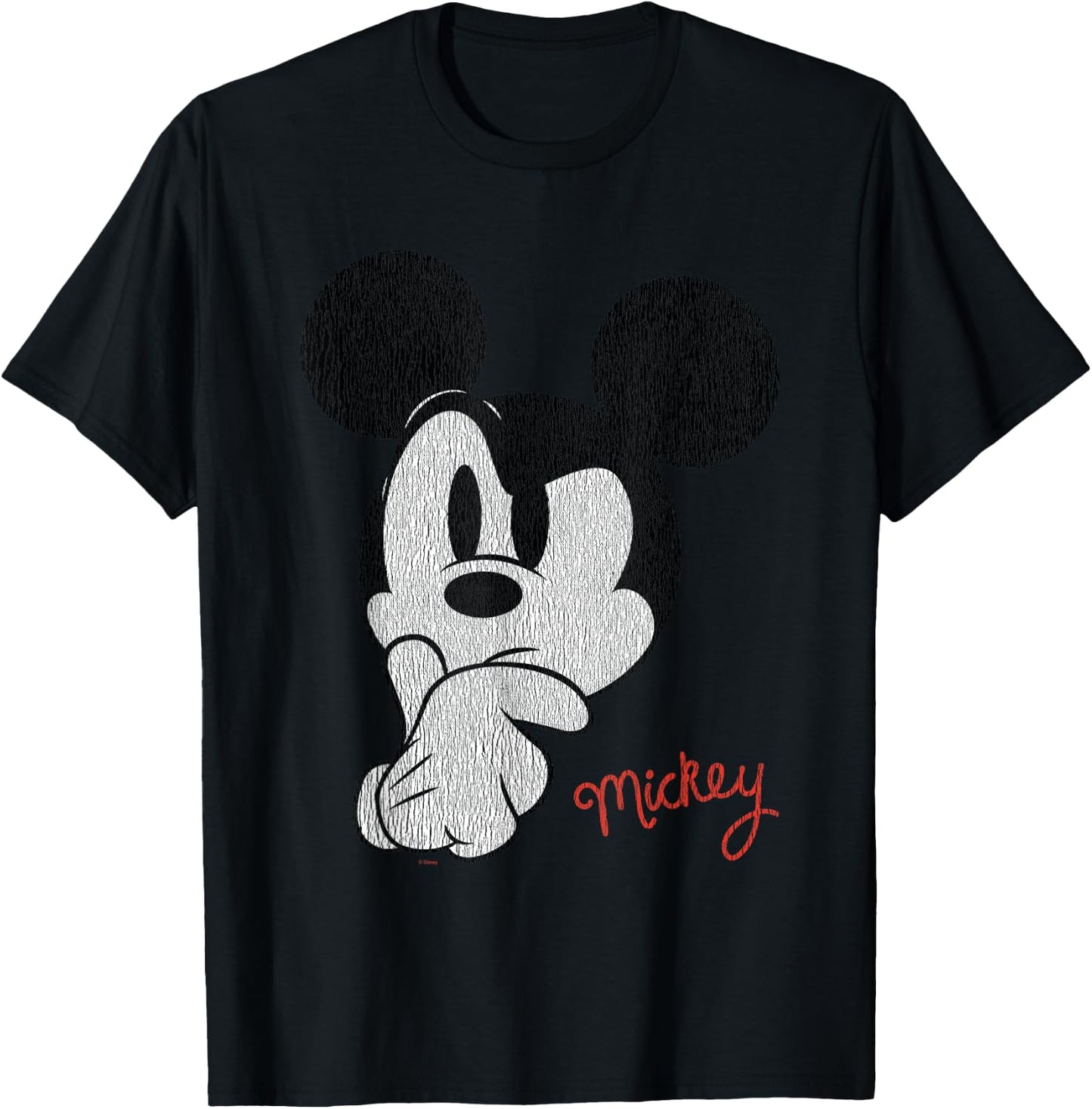 Mickey Mouse Distressed Ponder T-Shirt - T-Shirt | Black