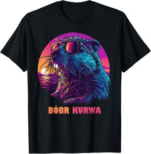 Lustiges Polnisches Biber Meme Bober Bóbr Kurwa T-Shirt - T-Shirt | Black
