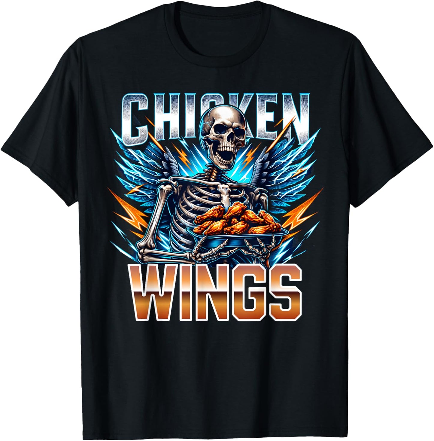Wing Lover Bootleg Rap CDs Aesthetic Funny Chicken Skeleton T-Shirt - T-Shirt | Black