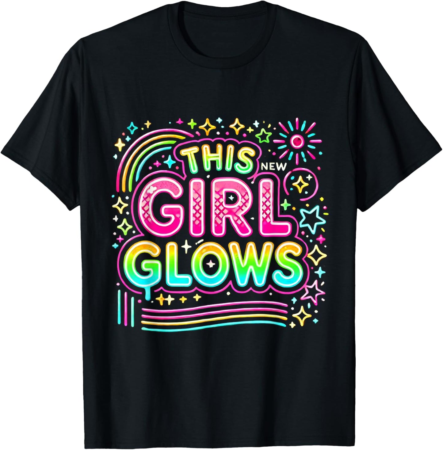 This Girl Glows For Kids Tie Dye Bright Color 80's And 90's T-Shirt - T-Shirt | Black