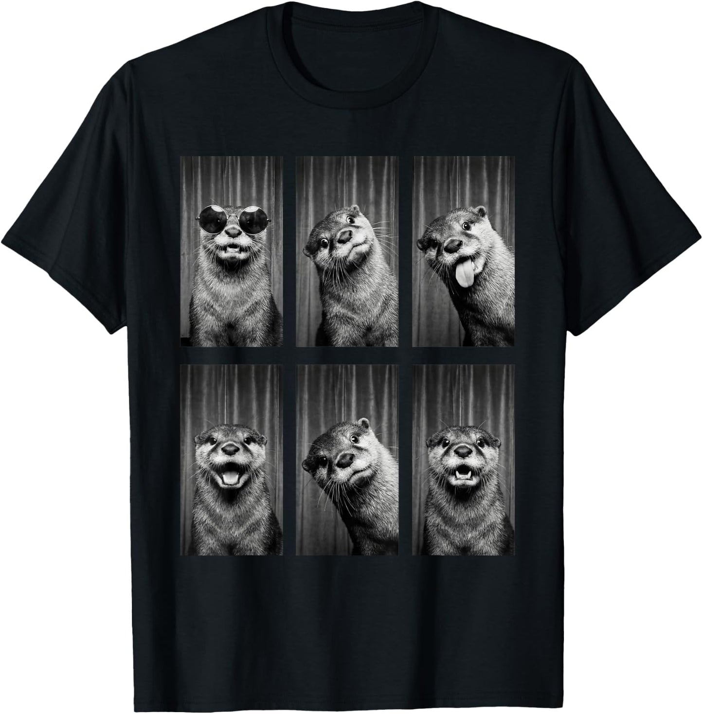 Otter Photobooth Funny Sea Animal Portrait T-Shirt - T-Shirt | Black