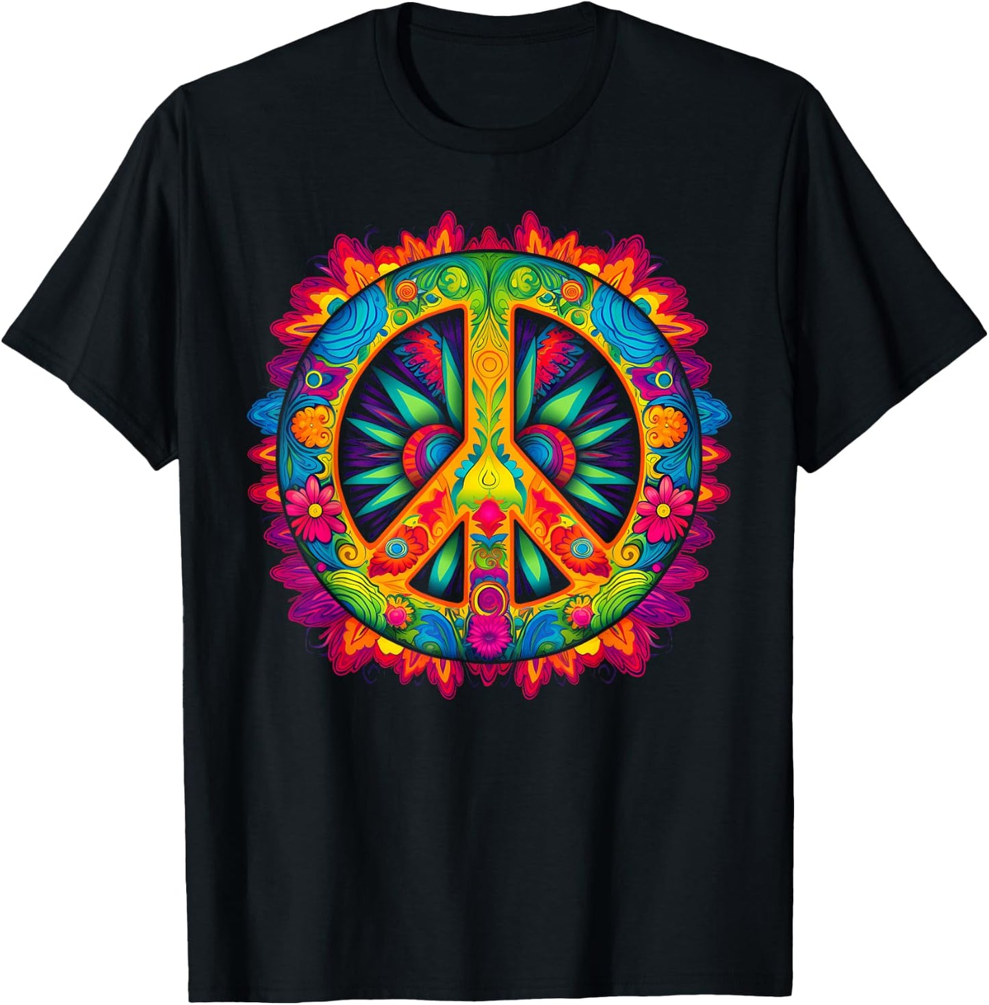 Peace Love Hippie Costume Tie Dye 60s 70s T-Shirt - T-Shirt | Black