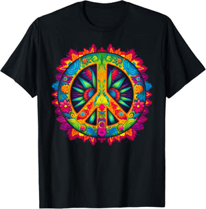 Peace Love Hippie Costume Tie Dye 60s 70s T-Shirt - T-Shirt | Black