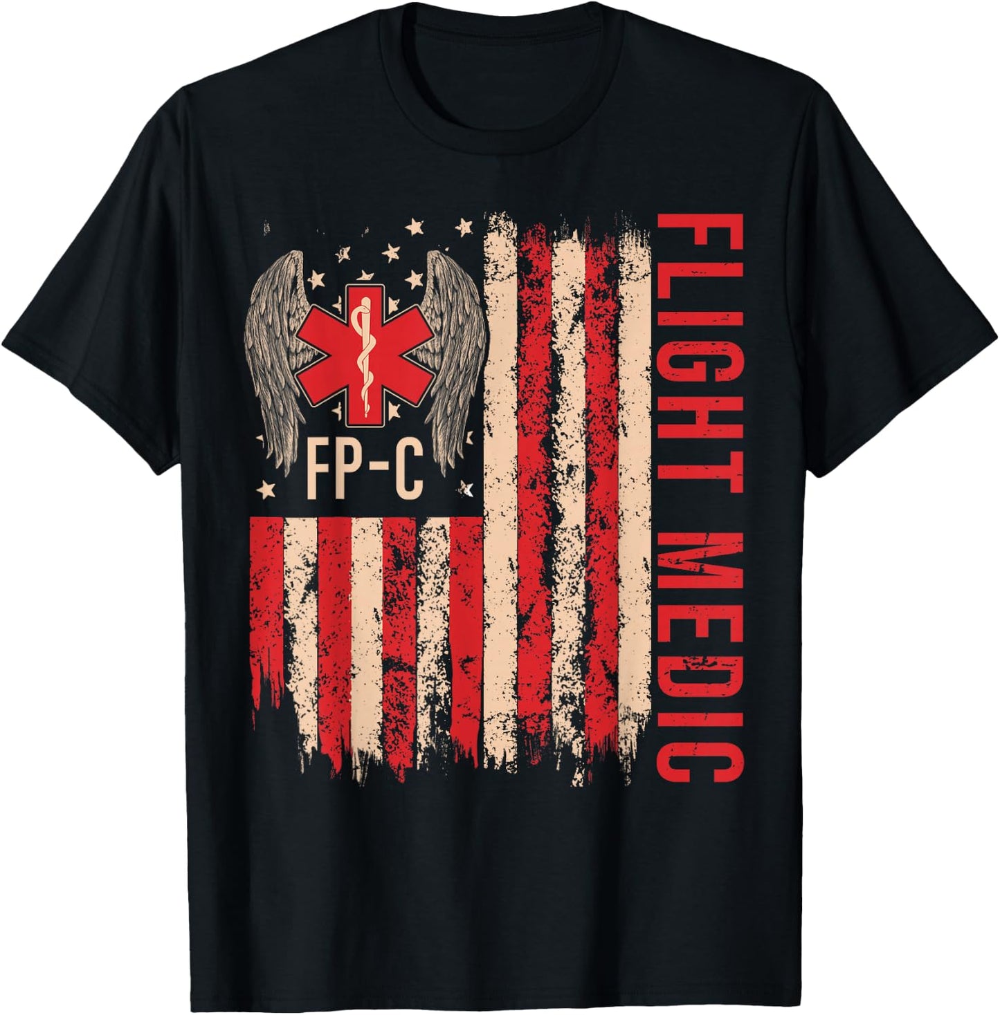 Flight Medic USA American Flag Air Flight Paramedic FP-C T-Shirt - T-Shirt | Black