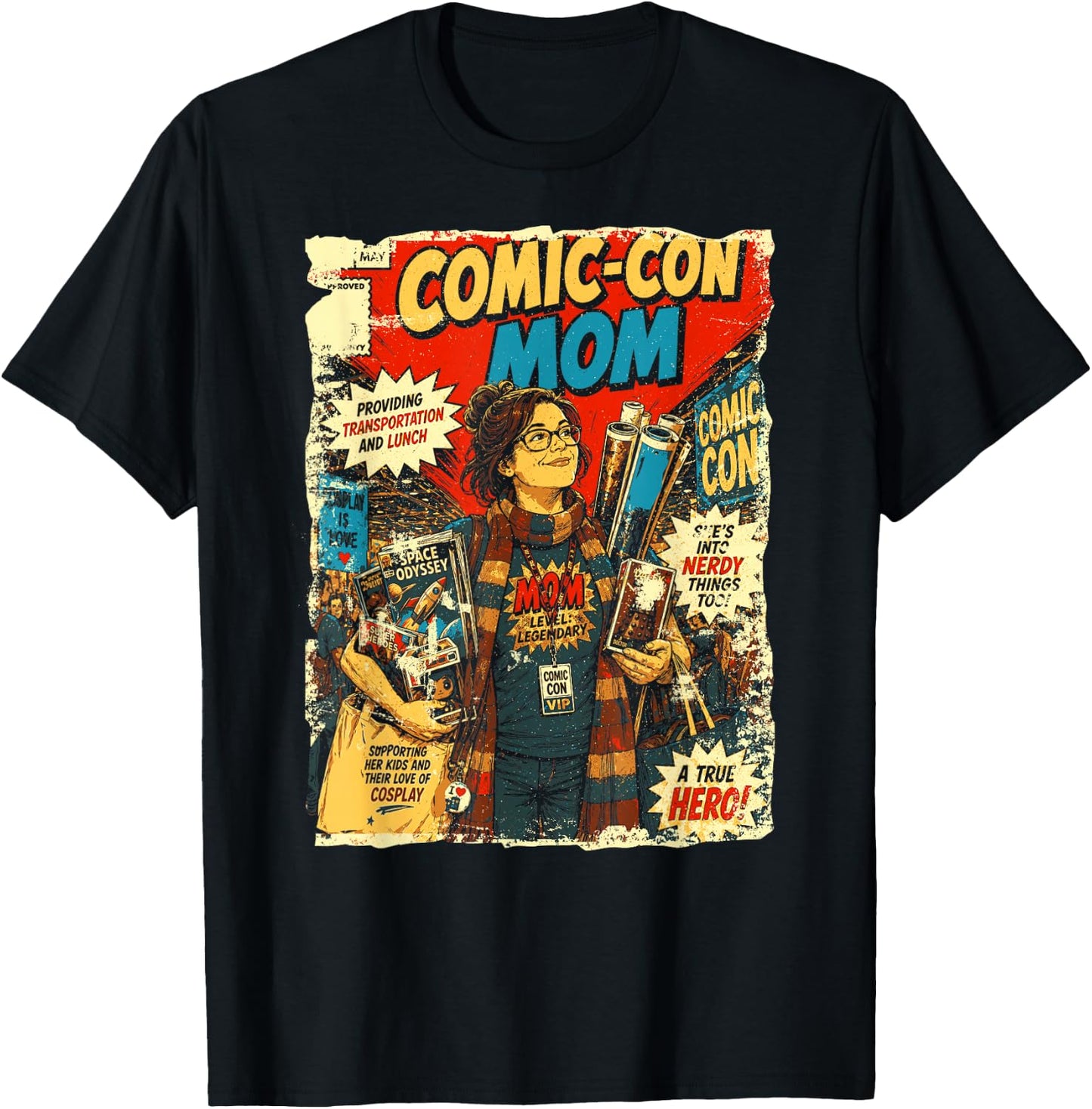 Comic-Con Mom Funny Retro Comic Cover T-Shirt - T-Shirt | Black