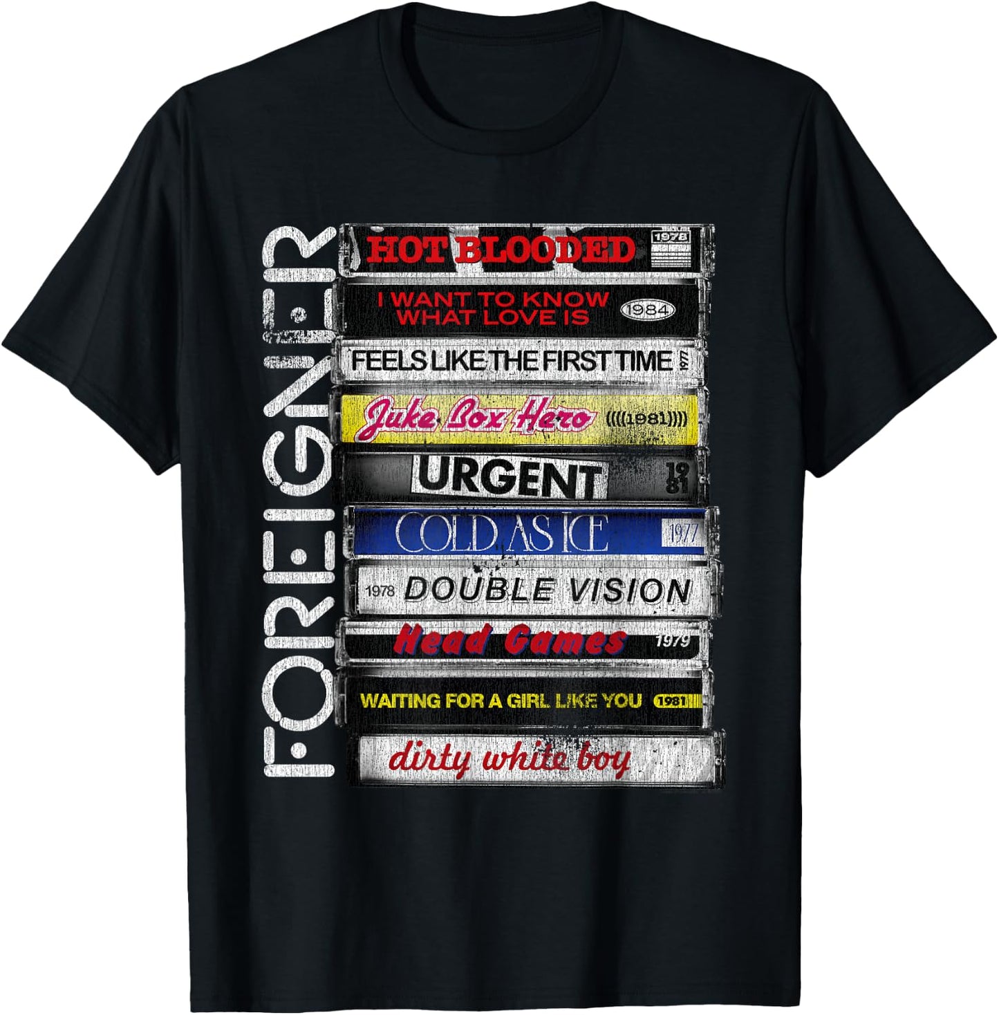 Ripple Junction x Foreigner Classic Hit Songs 80s Rock Band , grey, S T-Shirt - T-Shirt | Black