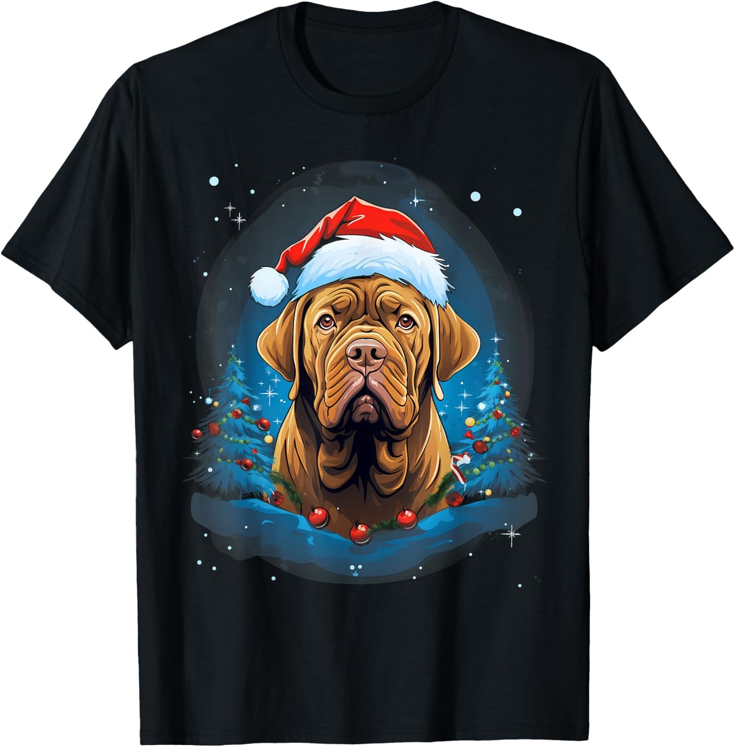 Xmas French Mastiff Dog Christmas Women Kids T-Shirt - T-Shirt | Black