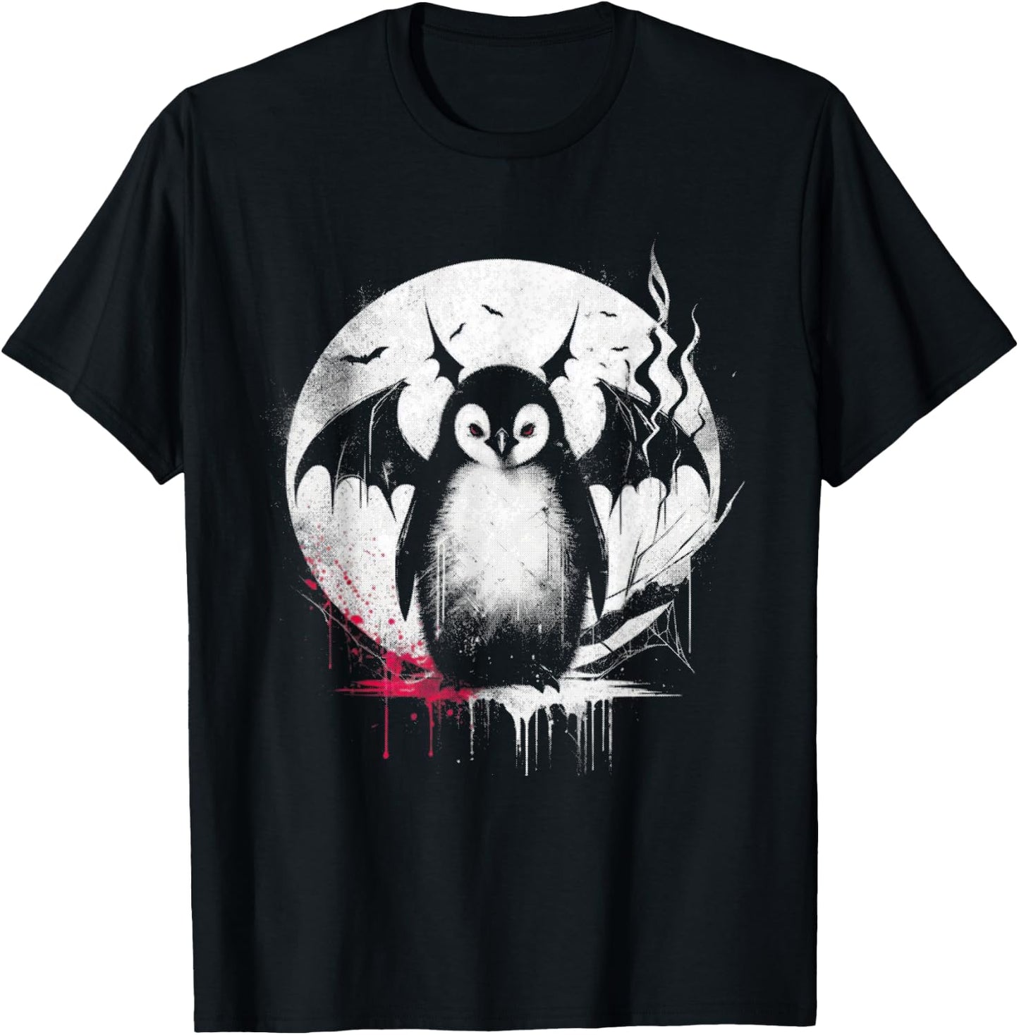 Vampire Penguin - Funny Creepy Penguin Halloween Lover T-Shirt - T-Shirt | Black