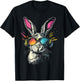 Rabbit Animal Motif Music Headphones Sunglasses Rabbit , black T-Shirt - T-Shirt | Black