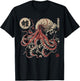Japan Vintage Calligraphy Tradition Japanese Octopus Kaiju T-Shirt - T-Shirt | Black