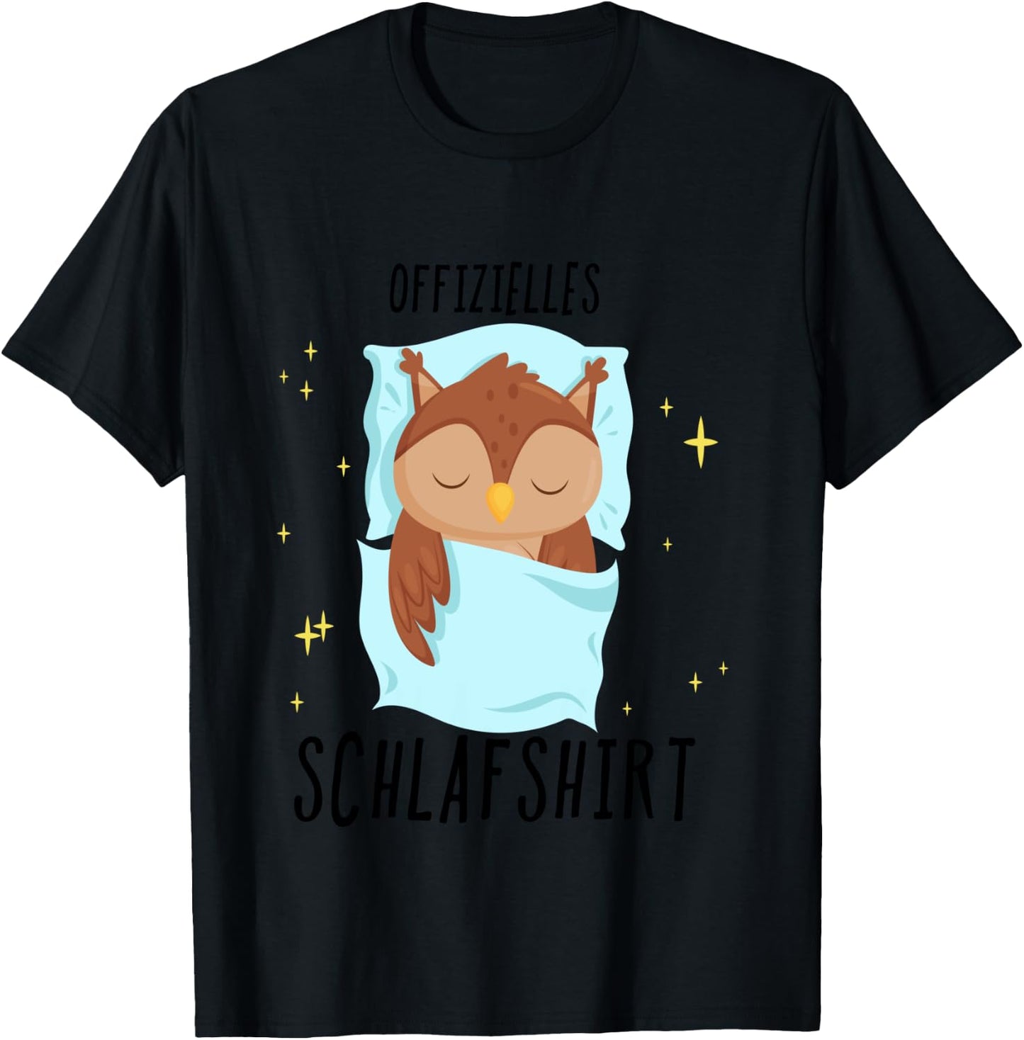 Eule Pyjama Schlafanzug Langarmshirt T-Shirt - T-Shirt | Black