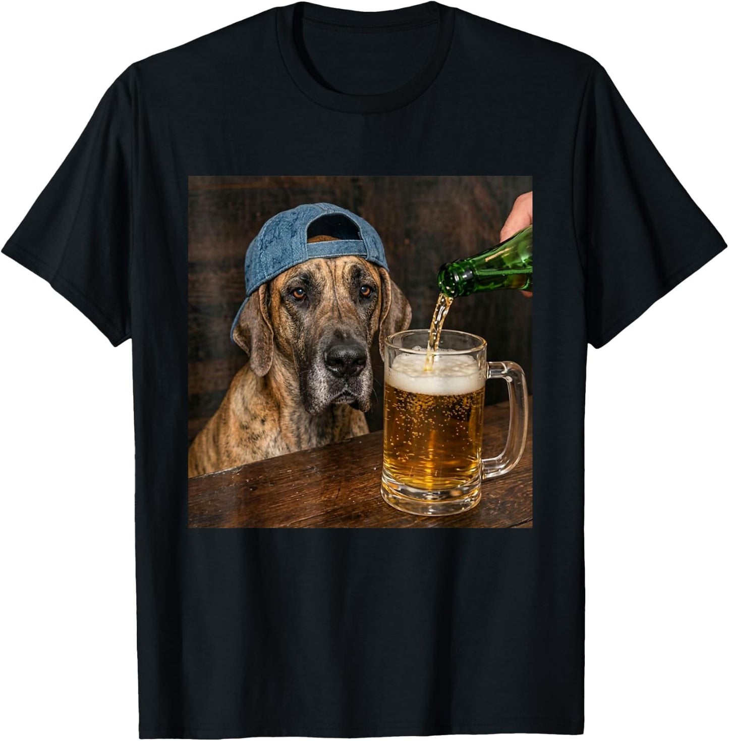 Great Dane Drinking Beer Funny Great Dane Dog Meme T-Shirt - T-Shirt | Black