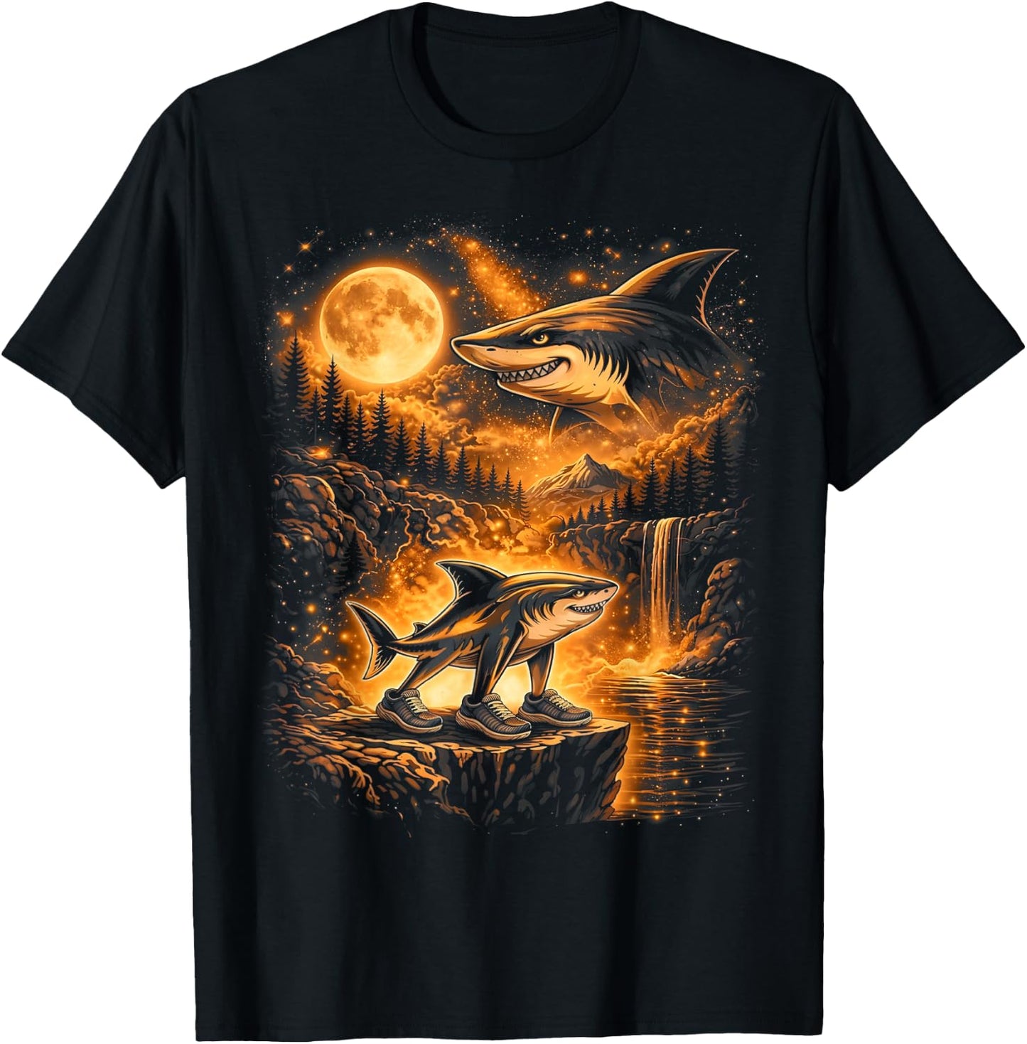 Vintage Moonlight Tralalero Tralala Brainrot Gifts for Kids T-Shirt - T-Shirt | Black