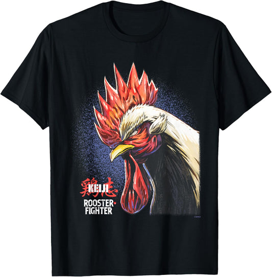 Rooster Fighter Keiji Jumbo Portrait with Logo Anime T-Shirt - T-Shirt | Black