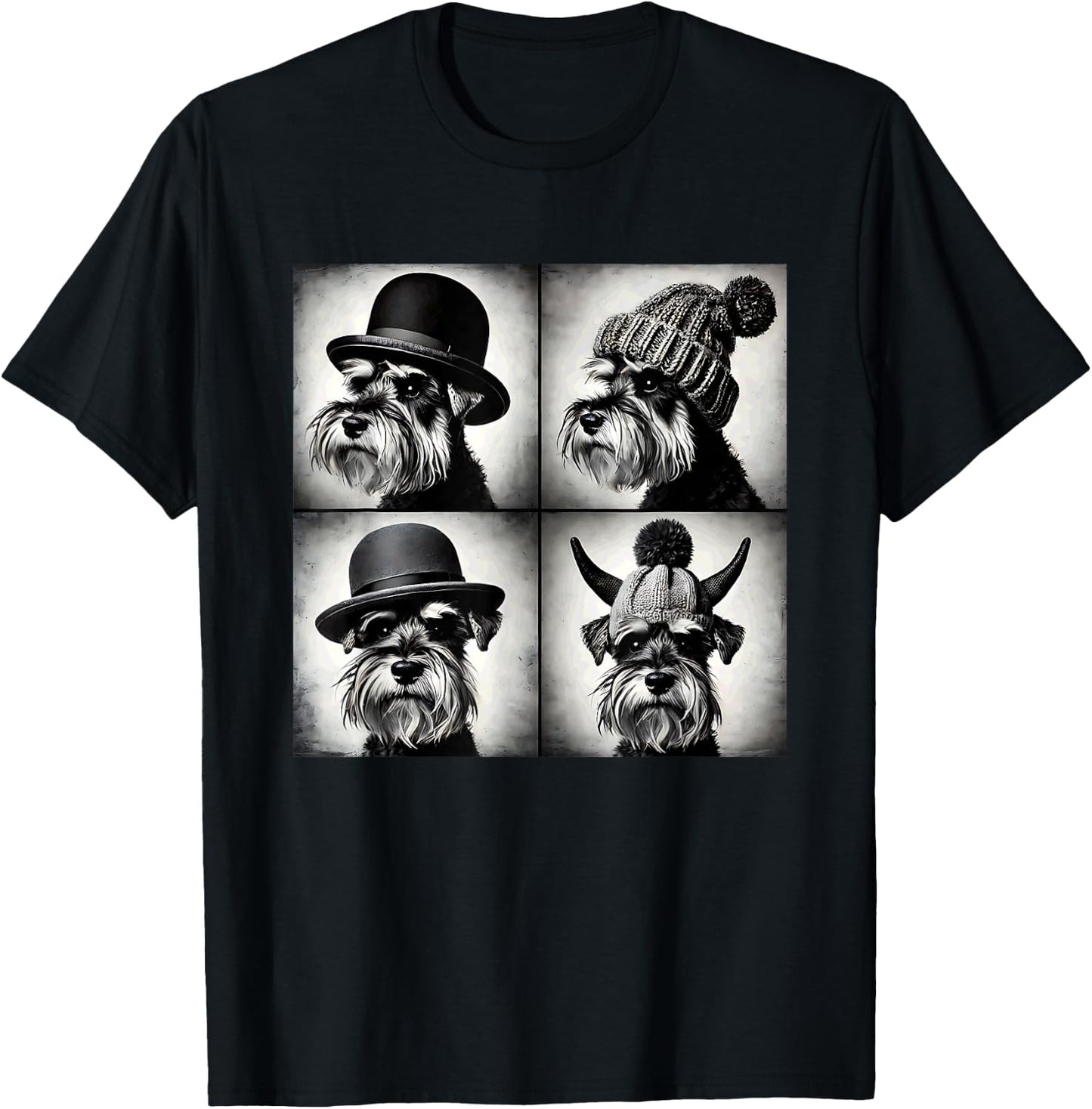 Mini Schnauzer Selfie Hats: Funny Cute Meme Art T-Shirt - T-Shirt | Black
