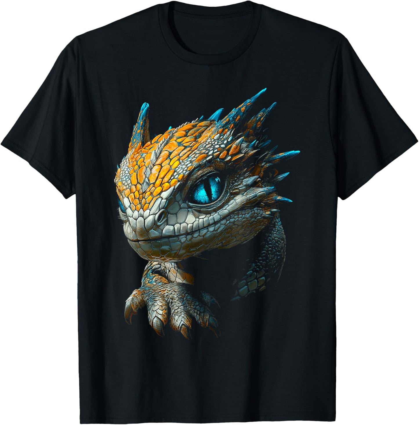Mythical Dragon Blue Eyes Illustration Dragon T-Shirt - T-Shirt | Black