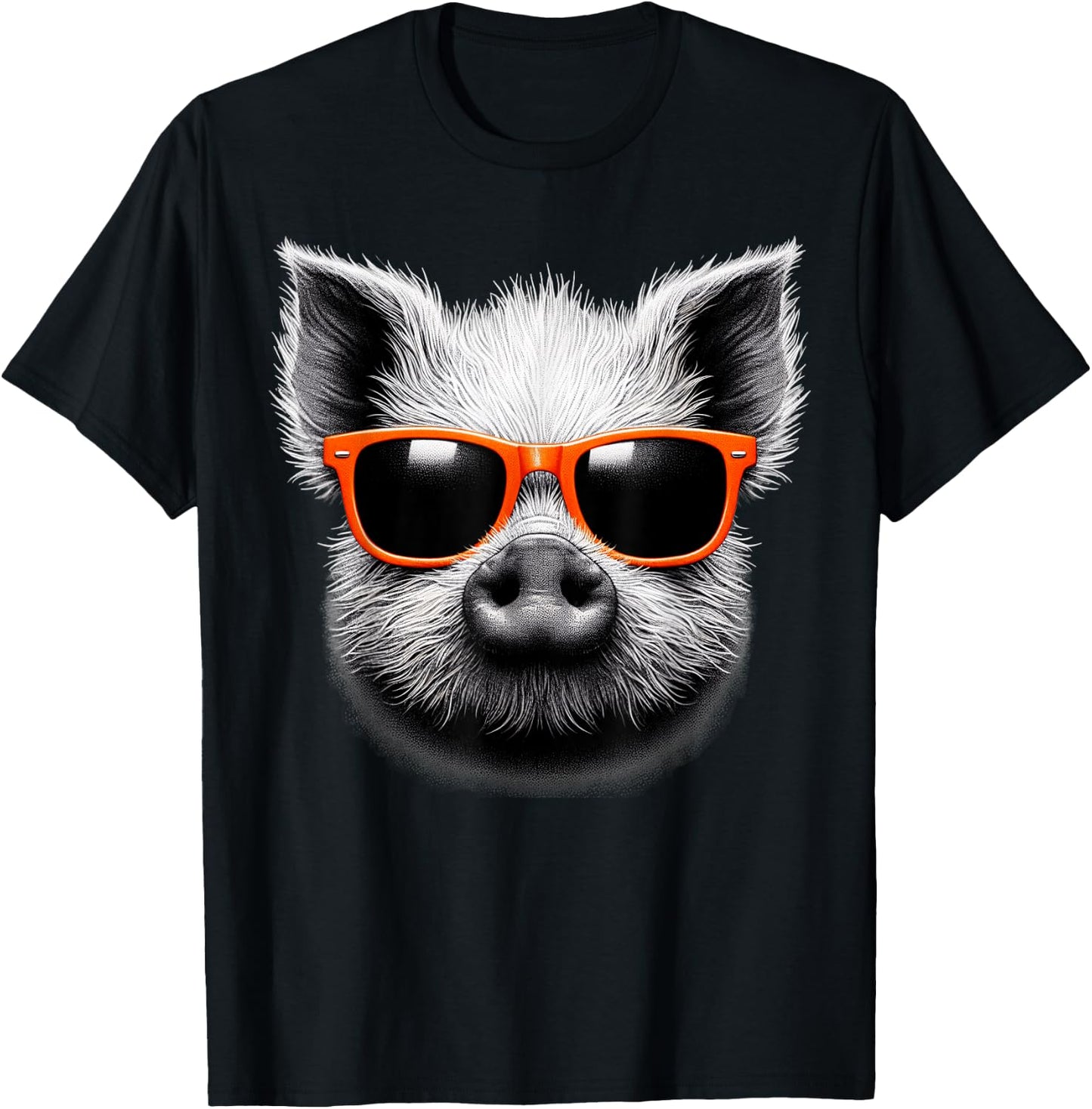Cool Pig Wearing Sunglasses Graphic Art T-Shirt - T-Shirt | Black