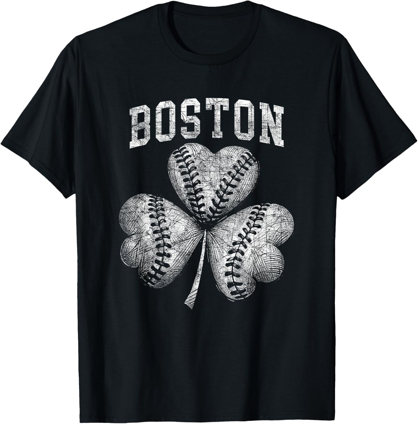 Vintage Shamrock St Patrick's Boston Irish American T-Shirt - T-Shirt | Black