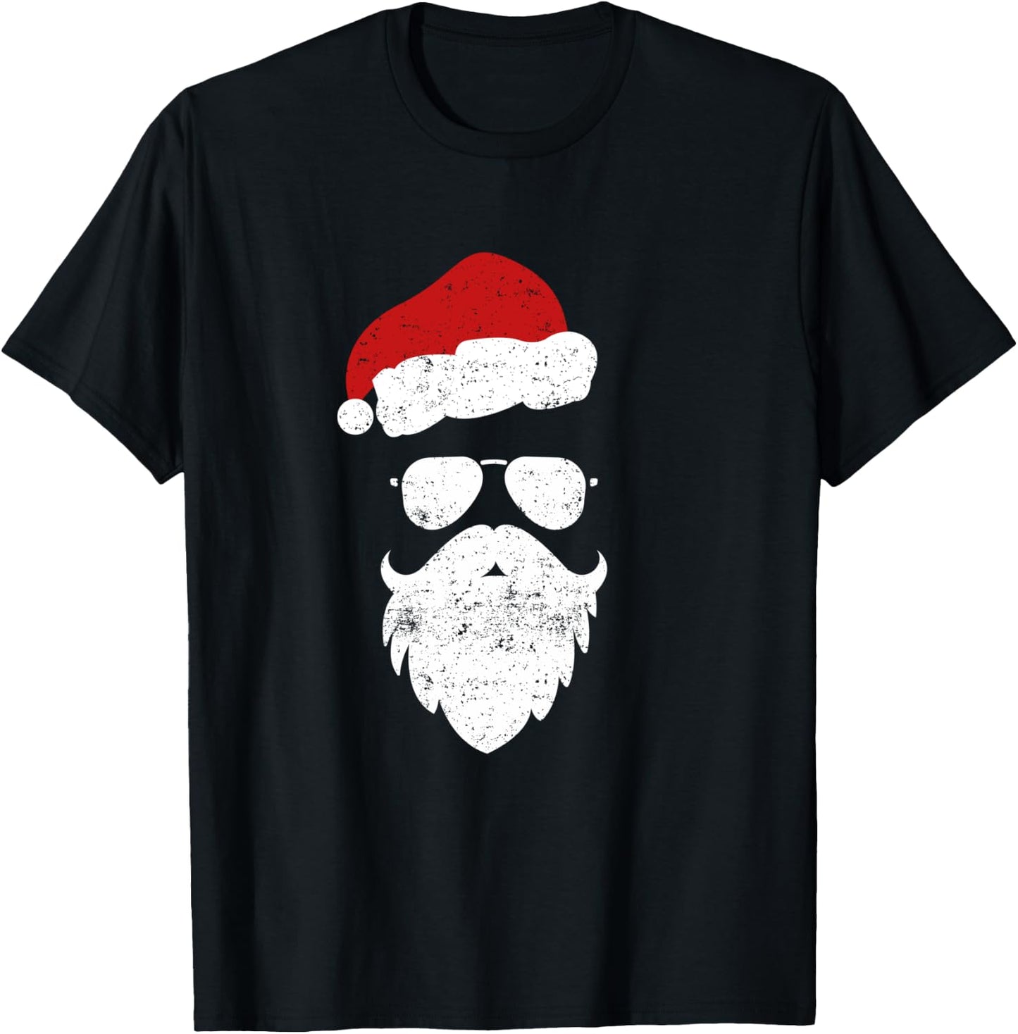 Hipster Santa Beard Aviator Sunglasses and Hat Shirt T-Shirt - T-Shirt | Black