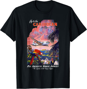 Pan Am Fly to the Caribbean Vintage T-Shirt - T-Shirt | Black