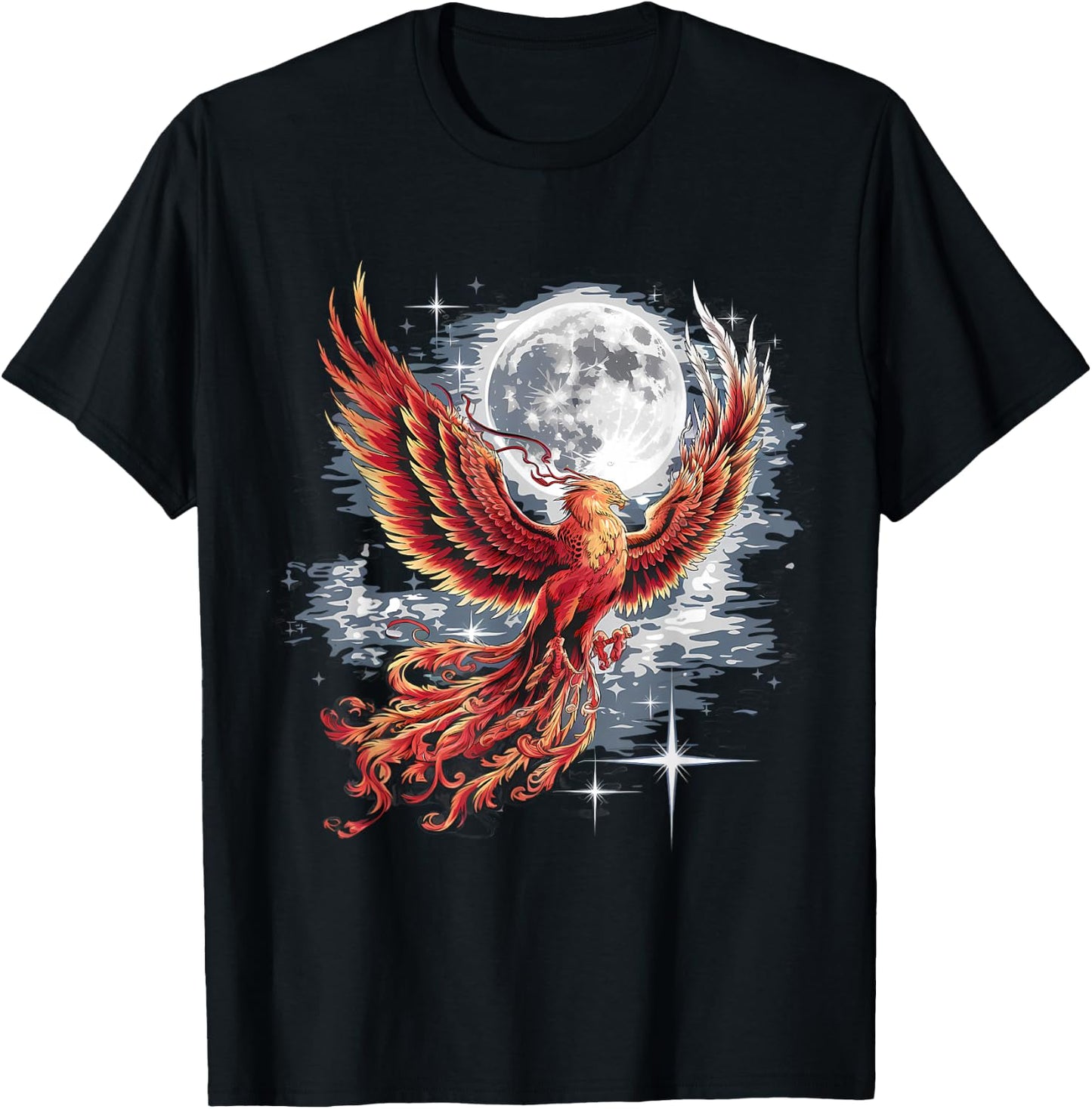 Phoenix Full Moon Rejuvenation Bird Phoenix Bird , black T-Shirt - T-Shirt | Black