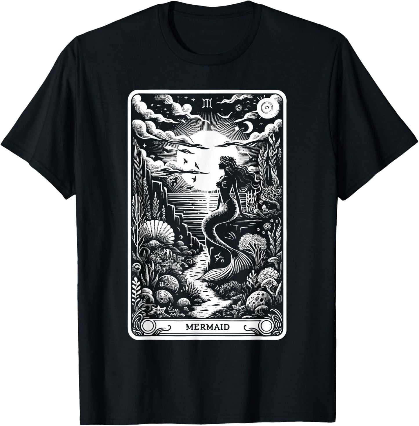 Tarot Card Reading Dark Magic Fortune Telling Mermaid T-Shirt - T-Shirt | Black