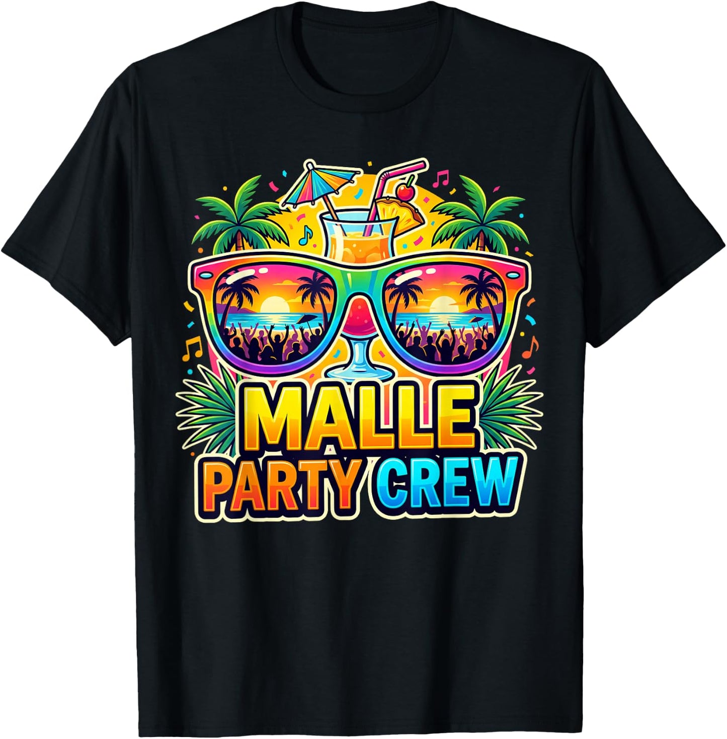 Malle Party Crew Mallorca Strand Urlaub T-Shirt - T-Shirt | Black