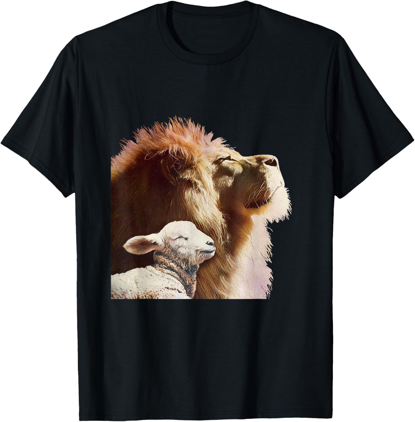 Bible Verse Religious Apparel The Lion and The Lamb T-Shirt - T-Shirt | Black