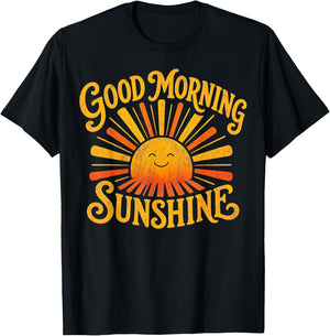Good Morning Sunshine Vintage Retro Graphic T-Shirt - T-Shirt | Black