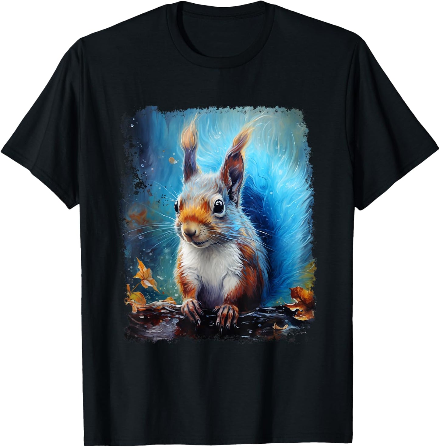 Pop Art Vintage Zoo Farm Animal Squirrel Blue T-Shirt - T-Shirt | Black