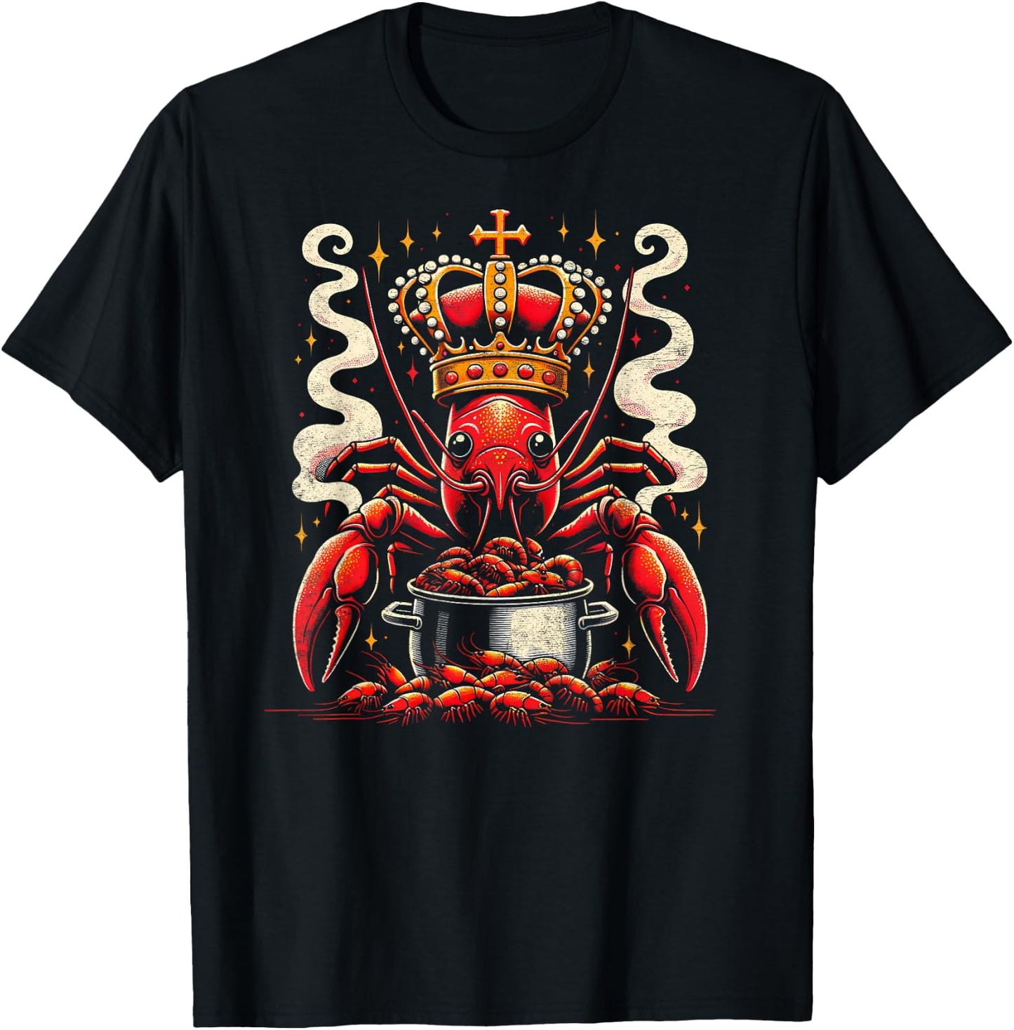 Crawfish King Of The Boil Louisiana Cajun Seafood T-Shirt - T-Shirt | Black