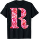 Back Print Only - Lipstick Kisses For Boyfriend Letter R T-Shirt - T-Shirt | Black