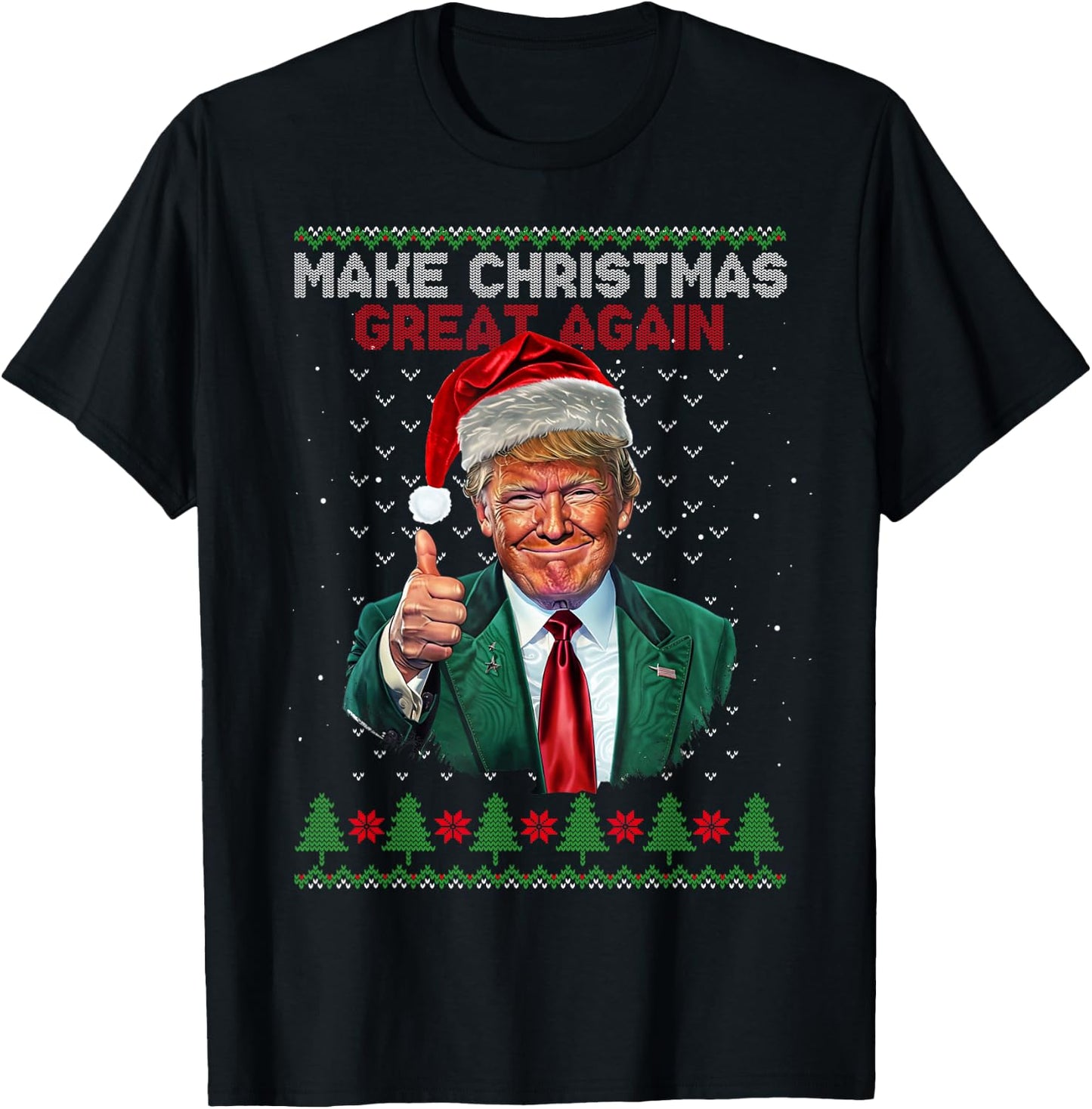 Trump Make Christmas Great Again Ugly Christmas Jumper , Black, S T-Shirt - T-Shirt | Black