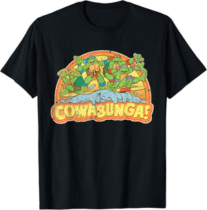 Teenage Mutant Ninja Turtles Gang Retro Cowabunga T-Shirt - T-Shirt | Black