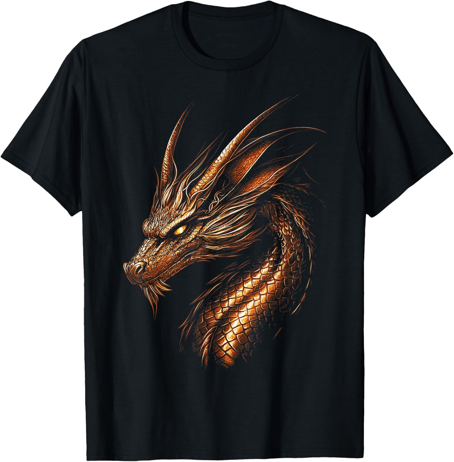 Copper Dragon Graphic Mythical Illustration Copper Dragon T-Shirt - T-Shirt | Black