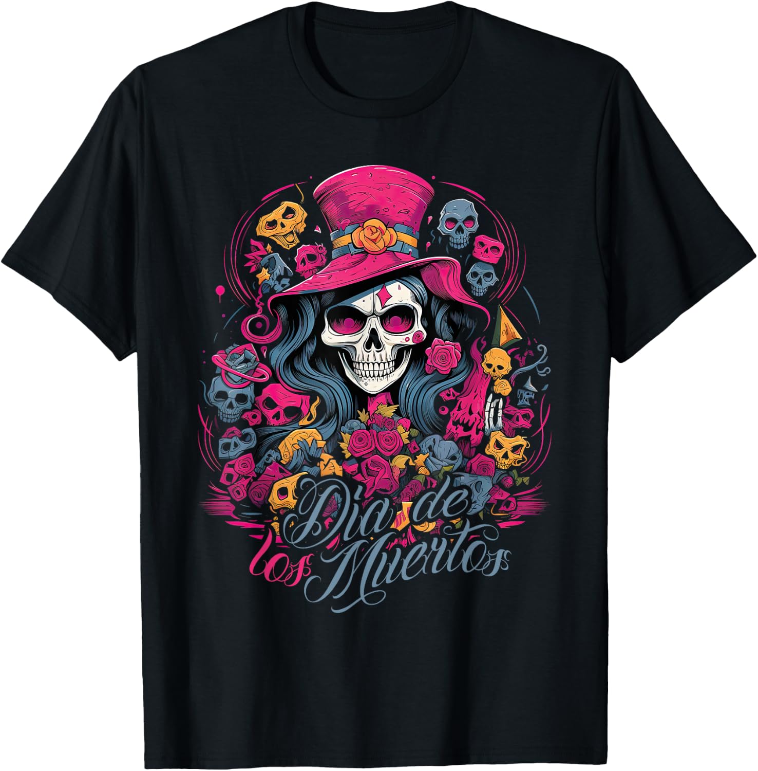 La Catrina Dress Stylish Day of the Dead Costume La Catrina , black T-Shirt - T-Shirt | Black