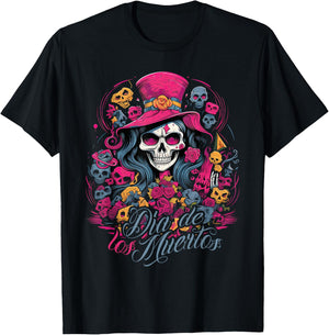 La Catrina Dress Stylish Day of the Dead Costume La Catrina , black T-Shirt - T-Shirt | Black