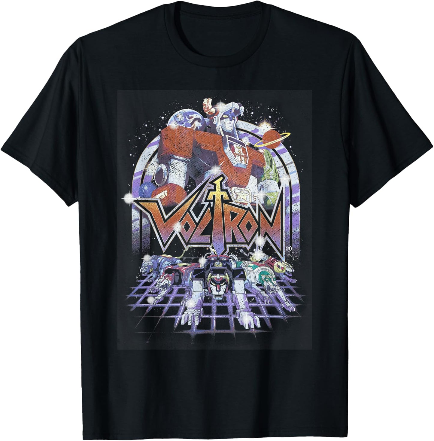 Voltron Defender Of The Universe Gleam Vintage Logo T-Shirt - T-Shirt | Black